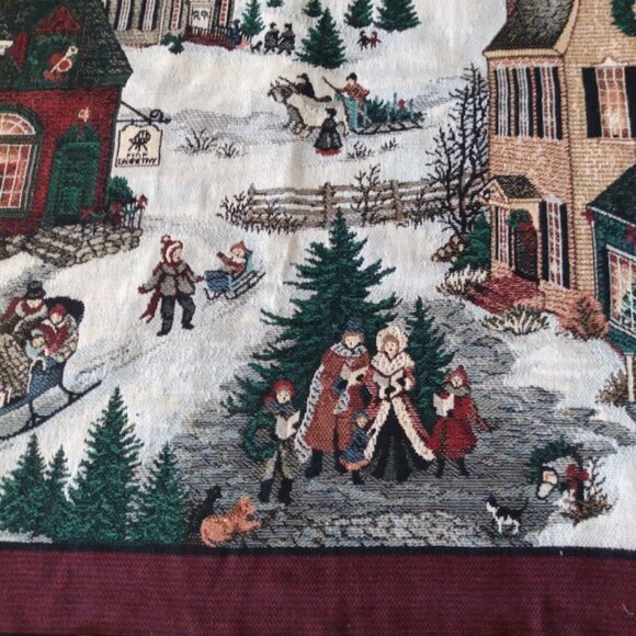 Linda Nelson Stocks: Tapestry throw blanket Christmas winter scene. - Picture 5 of 7